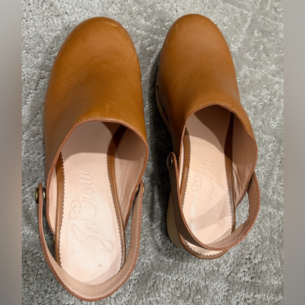 J. Crew Women's Tan Leather Slingback Clogs